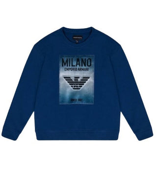 Armani Crewneck Sweatshirt 6H4MM1 With Logo Color Avion For Kids