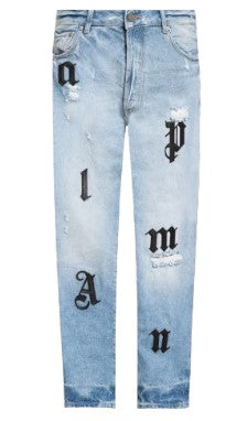 Palm Angels Jeans con applicazioni in contrasto PMYA033S23DEN019