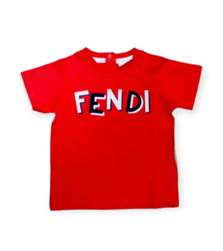 Fendi T-shirt girocollo con logo frontale BMI125-7AJ