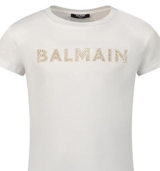 Balmain Kurzarm-T-Shirt mit Logo vorne BT8A21-J0177