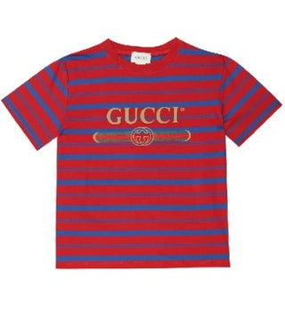 Gucci T-Shirt mit Rundhalsausschnitt und Logo vorne 608692XJCC8