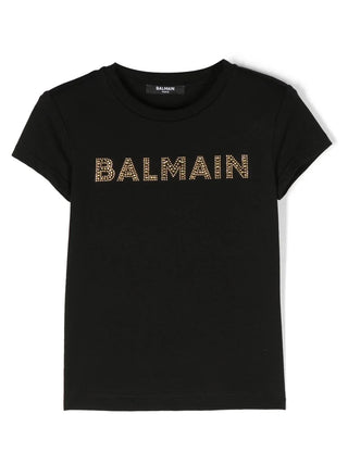 Balmain Kurzarm-T-Shirt mit Logo vorne BT8A21-J0177