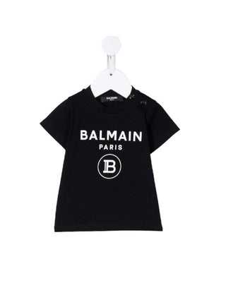 Balmain T-shirt girocollo con logo frontale 6Q8881