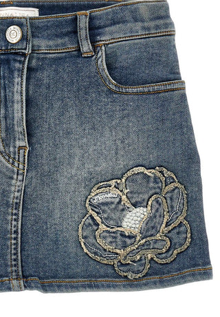 Monnalisa Jeansrock mit Stickerei vorne 19B700