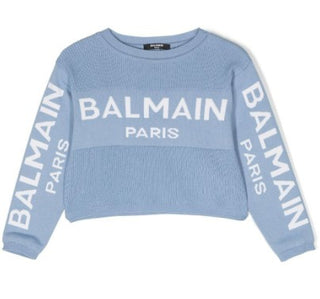 Balmain Kurzpullover mit Logo BS9A20