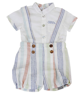 A&J Salopette A Righe A&J164 Con Camicia Da Neonato