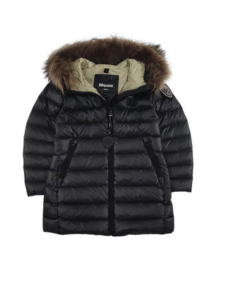 Blauer Lange Jacke mit Fell Kristin 24WBLGK03077 für Mädchen