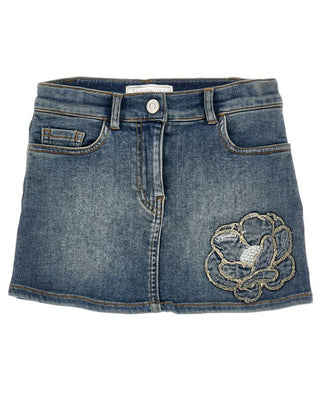 Monnalisa Jeansrock mit Stickerei vorne 19B700