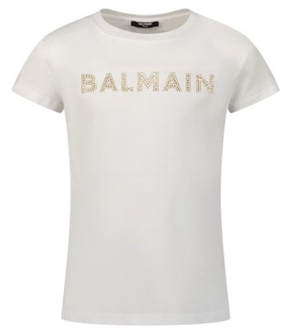 Balmain Kurzarm-T-Shirt mit Logo vorne BT8A21-J0177