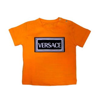 Versace T-shirt girocollo con logo frontale VBTS130X